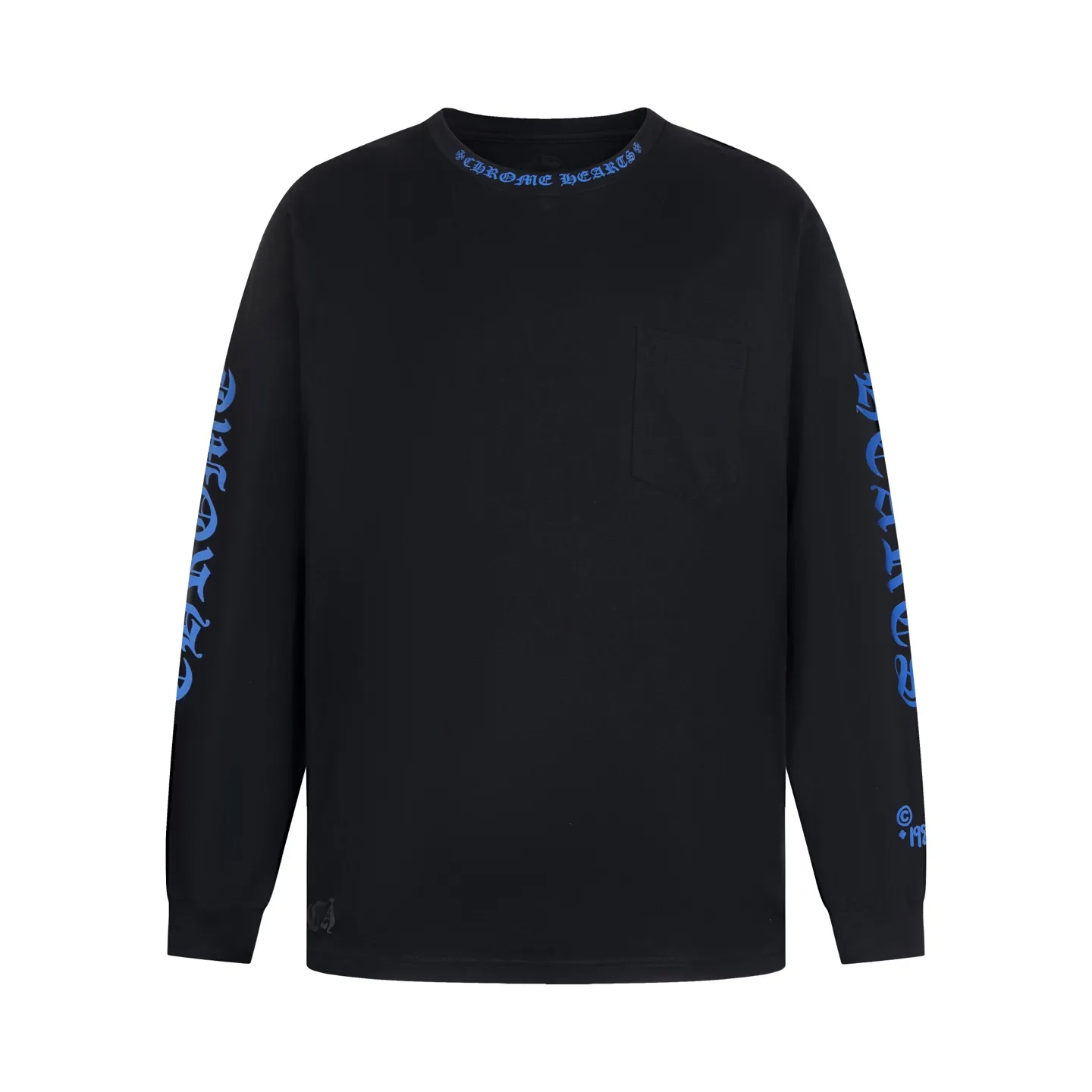 🅿️340 [Exclusive supply] CH Crow Heart 1988 limited blue printed long-sleeved fabric is made of 26-woven 220g cotton. The printing uses a variety of printing techniques, thermosetting ink printing, high-temperature foam printing, customized accessories, suitable for various occasions, the same style for men and women. Size:S/M/L